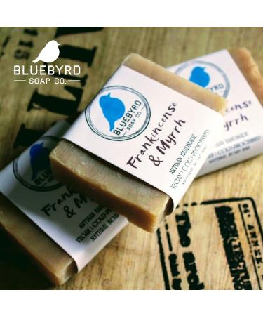 Bluebyrd Soap Co. Frankincense & Myrrh 5oz Bars | 100% Natural Soap with Essential Oils | Vegan Coconut Oil Bars for Body, Face & Bath - Buy Online on GoSupps.com