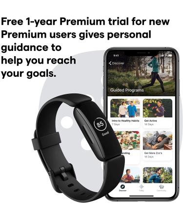 Fitbit Inspire 2 Health & Fitness Tracker with a Free 1-Year Fitbit Premium Trial 24/7 Heart Rate Black/Black One Size (S & L Bands Included) - Buy Online on GoSupps.com