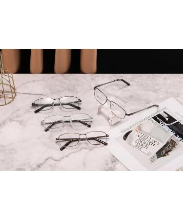 Buy 4 Pack Reading Glasses for Men - Computer Readers with Anti-UV Spring Hinge & Metal Frame | 2.0x Magnification - Silver Gun Black Brown - Buy Online on GoSupps.com