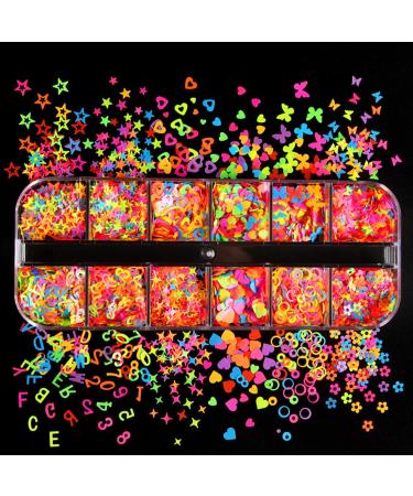 Luminous 3D Nail Art Sequins - Butterfly Flowers Stars Heart Letters Design | Holographic Acrylic Glitter for False Nails & Manicure Confetti Kit - Buy Online on GoSupps.com
