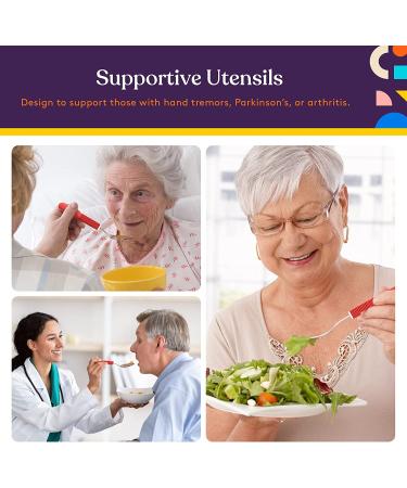 Special Supplies Adaptive Utensils (5-Piece Set) for Hand Tremors, Arthritis, Parkinson's, and Elderly - Non-Weighted, Non-Slip Handles - Stainless Steel Knives, Fork, Spoons - Red - Buy Online on GoSupps.com