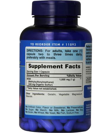 Puritan's Pride MSM Joint Support 1000mg Rapid Release Capsules - 120 Count - Buy Online on GoSupps.com