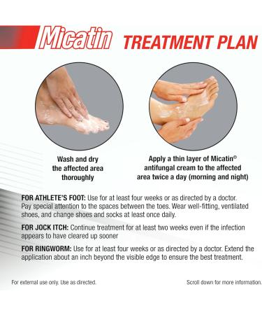 Micatin Cream for Athlete's Foot Jock Itch and Ringworm Antifungal and Antibacterial - Buy Online on GoSupps.com