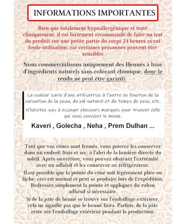 Lot de Cone de henn par 12 - Couleur naturelle coloration semi permanente henna pret a l'emploi Kaveri - Buy Online on GoSupps.com
