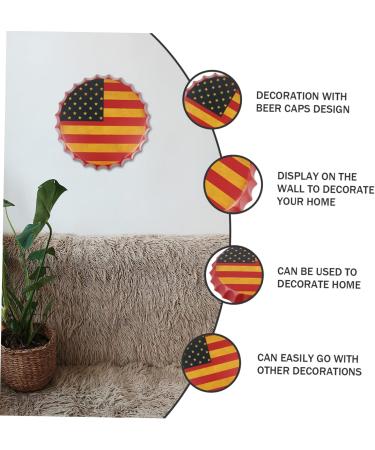 Mikinona American Flags Beer Cap Pendant Us Flag Memorial Day Hanging Decor Tin Wall Iron Craft European and American Wreath 36X36X4CM American Flag Pattern - Buy Online on GoSupps.com