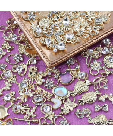 30 Luxury Gold Nail Charms - 3D Zircon Flower Butterfly & Snake Nail Art Accessories for Stunning Manicures - Buy Online on GoSupps.com