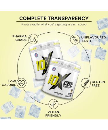 10X Athletic Creatine Unflavored 300g 60 servings - Buy Online on GoSupps.com