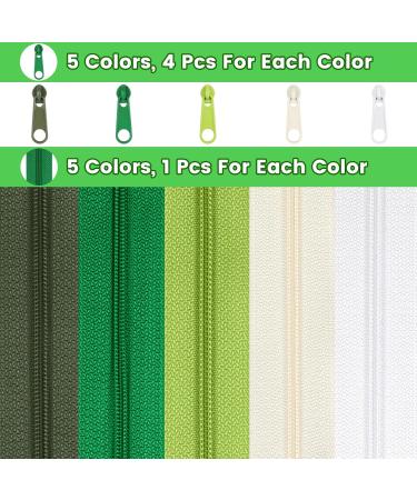 DOITEM 3mm Endless Nylon Zipper Set - 14m with Slider 5 Colors (Green/White) | Perfect for Sewing & Craft Projects - International Shipping Available - Buy Online on GoSupps.com