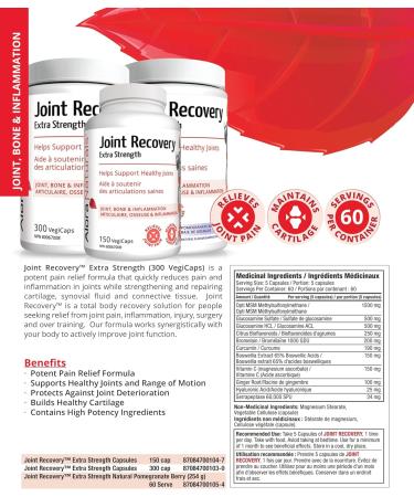Joint Recovery Extra Strength Powder | Joint Bone & Inflammation | Potent Pain Relief Formula Supports Healthy Joints Builds Healthy Cartilage | 60 Servings 254 Grams (Pomegranate Berry) - Buy Online on GoSupps.com