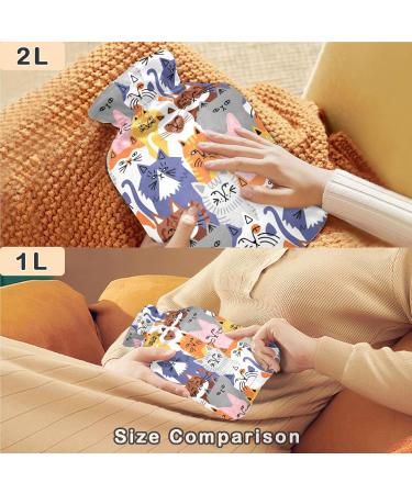 Naanle Cartoon Cats Hot Water Bottle - 1L Transparent Design for Pain Relief & Warm Therapy | Ideal Bed Hand & Feet Warmer - Buy Online on GoSupps.com