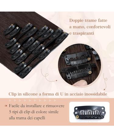 100% Remy Real Hair Clip-In Extensions | UK Fashion Shop | Thin 8 Tresses | 50cm | #4 Chocolate Brown | Fast International Shipping - Buy Online on GoSupps.com