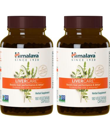 Himalaya LiverCare Herbal Supplement Liver Cleanse Formula Liver Support Bile Production Eliminates Waste Vegan Non-GMO Herbal Blend Formula 375 mg 180 Capsules 2 Pack 180 Day Supply