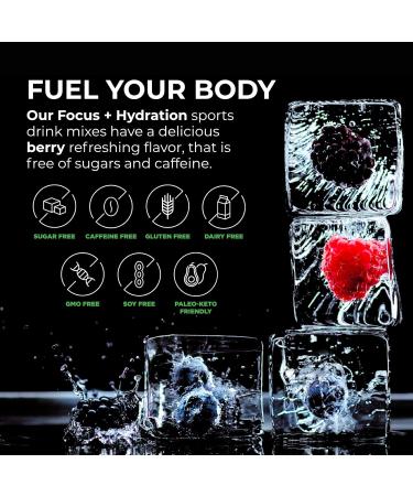 BrainTree Nutrition - Focus + Hydration - Electrolyte Drink Mix - Total Body Hydration - Supports Cognitive Function Energy & Muscle Recovery - Sugar Free - Berry - 30 Stick Packs - Buy Online on GoSupps.com