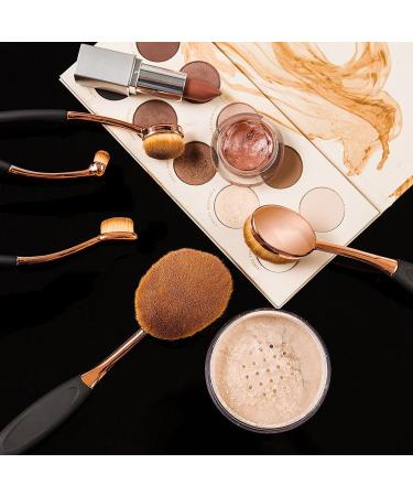 Beauty Kate 5-Piece Oval Makeup Brushes Set - Professional Toothbrush Design for Foundation, Contour, Concealer, Eyeliner Blending - Rose Gold Black - Style 5 - Buy Online on GoSupps.com