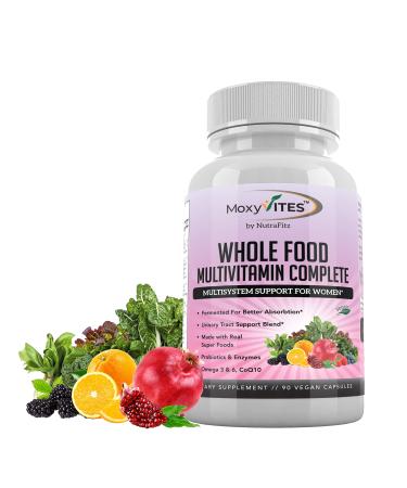 MoxyVites Daily Multivitamin for Women with Iron - Womens Multivitamin with 44 Organic Whole Food & Fermented Nutrients - Daily Vitamin for Women Complete Multisystem Support 90 Vegan Caps Non GMO