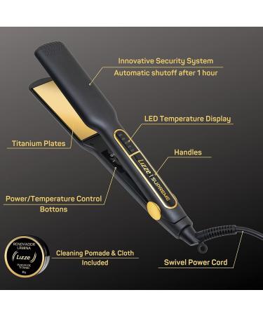 Professional Flat Iron Hair Straightener | Titanium Hair Iron for Frizzy Hair & Curls | Lizze Supreme 1.5 Pro Styling Tool - International Shipping Available - Buy Online on GoSupps.com