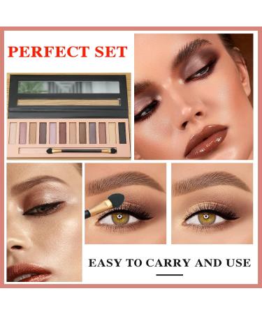 Naked Eyeshadow Palette - 12 Natural Shimmer Glitter Colors - Long Lasting & Waterproof - Smokey Eye Makeup - Includes Brush - Buy Online on GoSupps.com