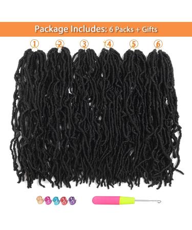 24 Soft Locs Crochet Hair 6-Pack 1B - Natural Curly Wavy Faux Locs Crochet Braids - Buy Online on GoSupps.com