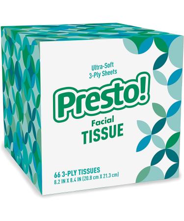 Presto! Ultra-Soft Facial Tissues - 3-Ply, 66 Count per Box (Pack of 18) - Amazon Brand - Buy Online on GoSupps.com