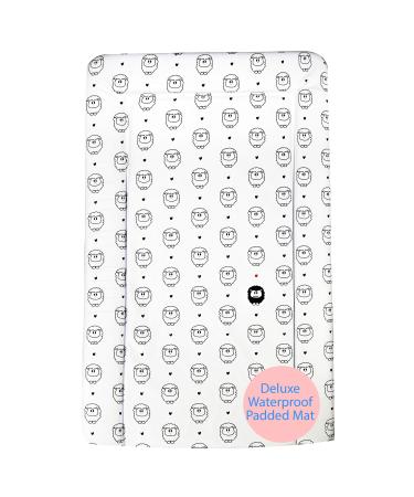 Callowesse Baby Changing Mat 79x47cm. Waterproof Wipe Clean Raised Edges Portable and Foldable One Black Sheep Design Lovely Sheep