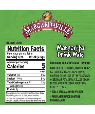 Margaritaville Singles to Go Water Drink Mix - Margarita Flavored Non-Alcoholic Powder Sticks | 72 Servings, 0.65oz per Pack (Pack of 12) - Buy Online on GoSupps.com