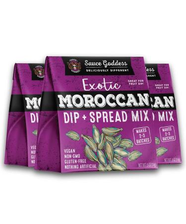 De Lux Farms Sauce Goddess Moroccan Spicy Dip and Spread Mix - Vegan Spread Mix - Vegan Sauce - Dipping Sauce Mix - Vegan Spinach Dip - Gluten Free Dip - Non-GMO and Nothing Artificial (3-Pack) Allspice,Vanilla,Mild,Cheese,Spicy