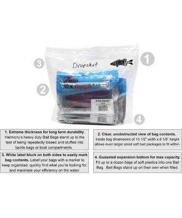 Harmony Fishing Bait Bags (10 Pack) - Durable Clear Storage Organizers for Soft Plastic Baits, Lures, Tackle & Accessories - Buy Online on GoSupps.com