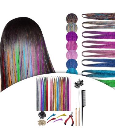 kawehiop Versatile 12 Colors Hair Extension Tinsel Kit 2400 Strands for Styling Women and Men 94cm 1Set 1Set 94cm - Buy Online on GoSupps.com