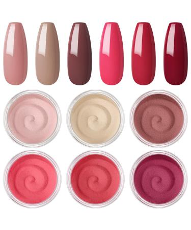 Dipping Powder 6 ColorsKit for DIY Nail Art No Need for Lighting Simple Operation Long Lasting for Beginner Nail Salon Home DIY color04