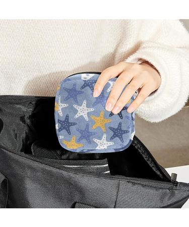 Starfish Pattern Menstrual Cup & Sanitary Napkin Storage Bag | Portable Period Pouch for Women & Teen Girls - Multi-Colored - Buy Online on GoSupps.com
