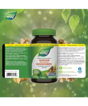 Nature's Way Ginger Root Traditional Digestive Support Supplement - Used in Herbal Medicine to Help Relieve Digestive Upset Non-GMO - 180 Vegetarian Capsules Value Size 180 count (Pack of 1) Supplement - Buy Online on GoSupps.com