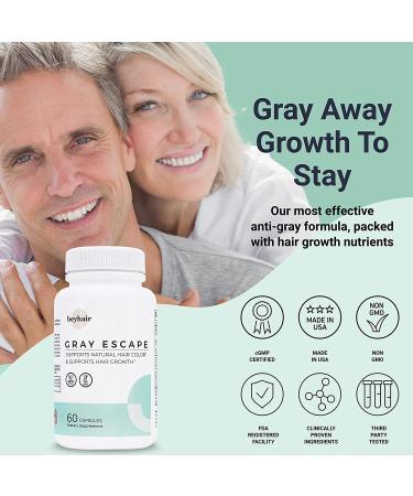 Heyhair Gray Escape Anti-Gray Hair Growth Supplement - Catalase, Saw Palmetto, Biotin, FoTi, PABA - 1 Month Supply - Buy Online on GoSupps.com