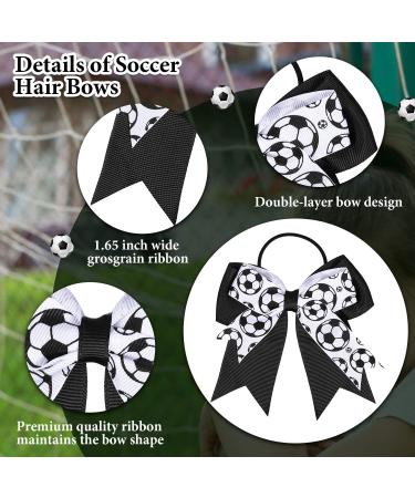 10 Piece Soccer Hair Bows - Elastic Hair Ties for Girls, Players, Teams - Black and White Soccer Sport Accessories - Buy Online on GoSupps.com