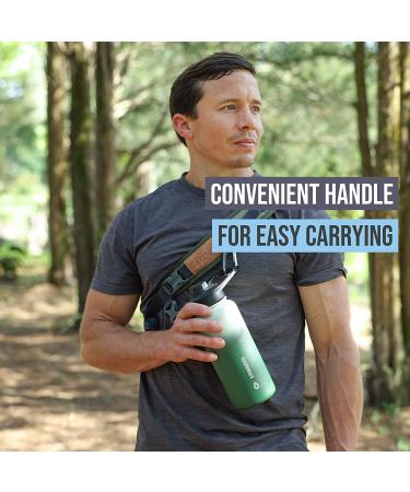 Embrava 32oz Insulated Sports Water Bottle - Quick Open Lid for Gym and Outdoors - Leak Proof, BPA-Free Stainless Steel - Black/White - Buy Online on GoSupps.com