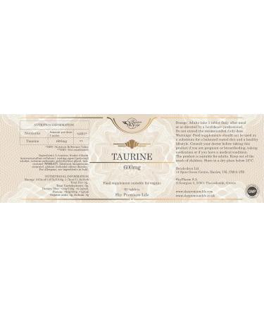 Sky Premium Life Taurine Supplement - 60 Amino Acid Food Supplements | 600mg Tablets, 2 Month Supply - Buy Online on GoSupps.com