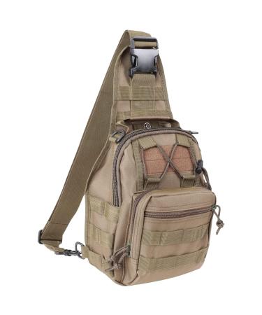 Tactical individual shoulder bag military sling backpack cross-body moll breast pocket shoulder and hand bag 2 in 1 travel hiking camping sports shoulder bag for men & women khaki