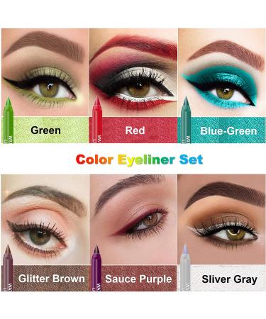 Glitter Eyeliner Pen Set - 12 Colored Waterproof Eye Liners for Women - Long-Lasting Professional Makeup - Colorful Set 02 - Buy Online on GoSupps.com