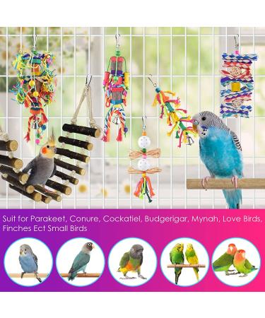 KATUMO Small Bird Toys - Natural Wood Ladder & Colorful Bamboo Shredding Toy for Parrots & Small Birds - Buy Online on GoSupps.com
