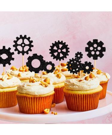 Ercadio 24 Pack Robot Gears Cupcake Toppers Black Cartoon Robot Gears Cupcake Toppers Picks Robot Gear Happy Birthday Cake Decor for Robot Theme Boys Birthday Baby Shower Party Supplies Pattern 4 - Buy Online on GoSupps.com