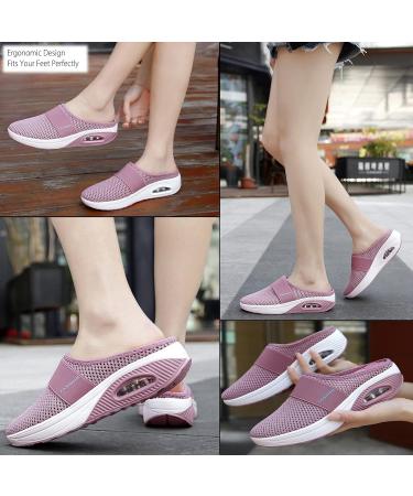 SOLPNOW Women's Air Cushion Slip-on Orthopedic Diabetic Walking Shoes - Breathable with Arch Support - Wedge Platform Slipper 10.5 Dark Blue - Buy Online on GoSupps.com