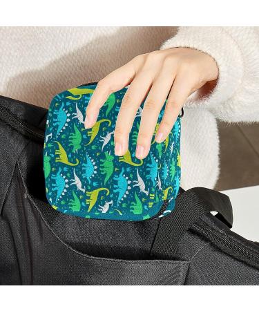 Dinosaur Print Sanitary Napkin Storage Bag - Portable Period Kit Pouch for Menstrual Cup & Pads - Buy Online on GoSupps.com