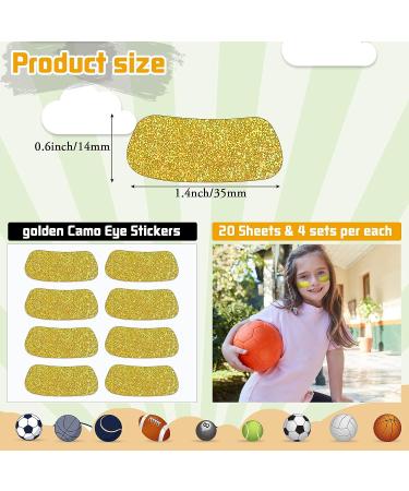 80 Pairs Glitter Sports Eye Stickers - Adhesive Strips for Baseball, Softball, Football, Lacrosse Matches - Gold Cheek and Eye Paint - School Sports Accessories - Buy Online on GoSupps.com