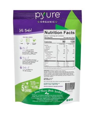 Pyure Organic Sugar-Free Brownie Mix - 10.5 oz Chocolate Fudge | Bakeable & Delicious - Buy Online on GoSupps.com