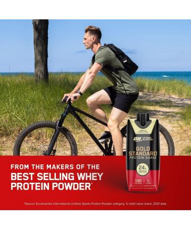 ON Gold Standard Ready To Drink Protein Shake | 24 Grams Protein 140 Calories 1 Gram Sugar | Gluten Free Protein Shake with Vitamin A C D E to Support Immunity | 355 mL Per Shake (Vanilla Pack of 6) Vanilla Pack of 6 - Buy Online on GoSupps.com