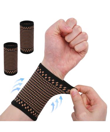 Copper Wrist Compression Sleeves Wrist Compression Supports Comfortable and Breathable for Arthritis Workout Carpal Tunnel Wrist Support for Women and Men 1Pair Large(1Pair)