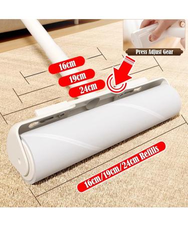 Floor Pet Hair Lint Roller - 16/19/24 cm Sticky Mop with 4ft Handle Large Lint Remover for Home Includes 180 Sheets Refills - Buy Online on GoSupps.com