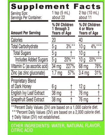 Natural Children's Cough Syrup with Dark Honey & Ivy Leaf - Grape Flavor, 12 Months+, 4 fl oz - Zarbee's - Buy Online on GoSupps.com