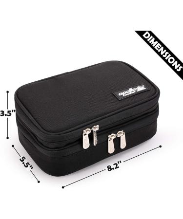 Apollo Walker Insulin Cooler Travel Case - Diabetic Organizer for Insulin Pens, Glucose Meter & Testing Kit - Includes 4 Ice Packs - Black Two Section - Buy Online on GoSupps.com