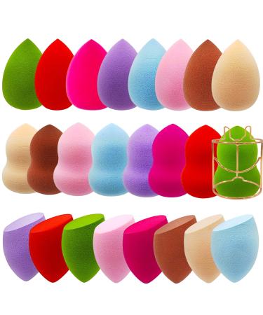25pcs Makeup Sponge Blender Set 24 Pcs Foundation Blending Beauty Sponge with 1 Holder Beauty Cosmetic Foundation Blending Powder Puff for Liquid Cream Powder