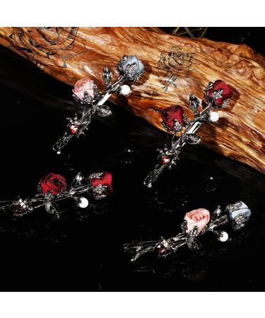 Crystal Vintage Flower Hair Clip Set - Rhinestone Pearl Hair Jewelry for Women, Wedding Hair Accessories - Red and Pink Flower Barrettes - Buy Online on GoSupps.com